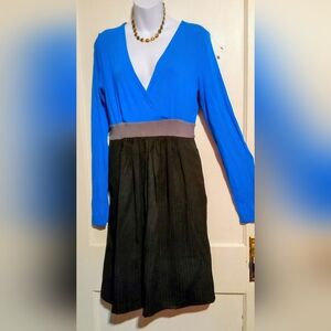 🛍️ BUNDLE ONLY 🛍️ Olian Blue and Black Long Sleeve Dress